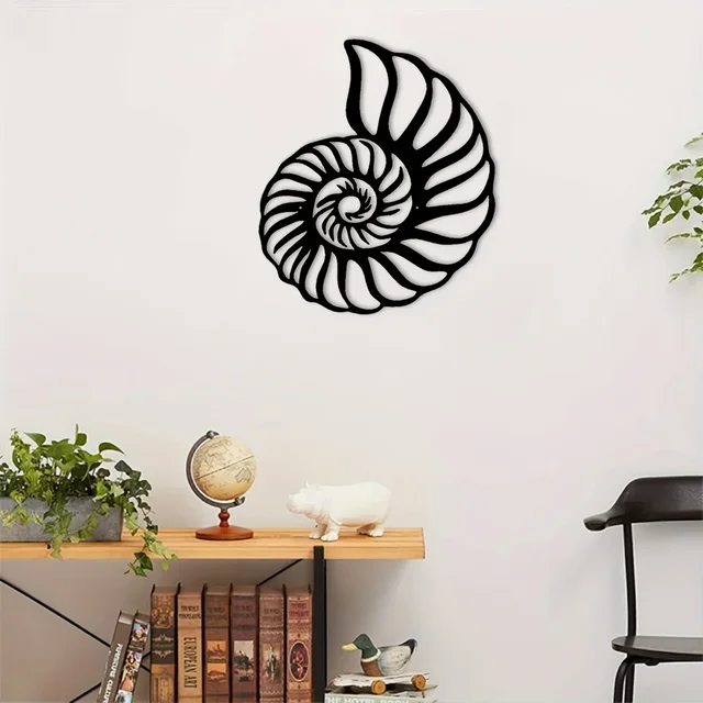 1pc Nautilus Shell Coastal Beach Metal Wall Art, Metal Wall Art Interior Decoration, Home Wall Hangings - Image 5