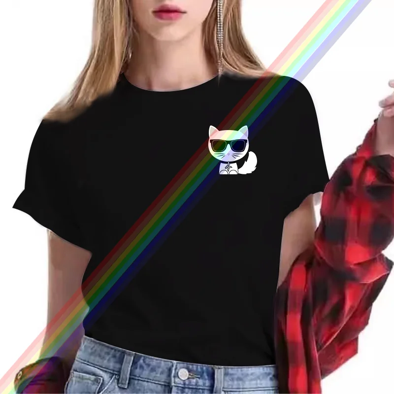 T Shirt Oversized Luxury Brand Cat Tshirt Female Summer Casual Short Sleeve Tee Shirt for Women's Girls Streetwear