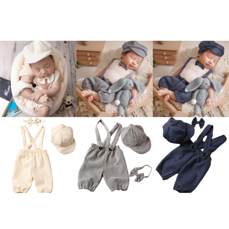 

Newborn Gentleman Costume for Photography Vintage Baby Photo Suit Pants Gender Neutral Photo Outfit Infant Shower Gift