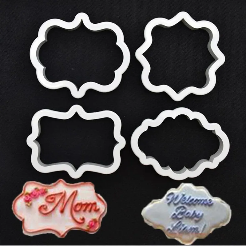 Cookie Cutter Cookie Mould Cookie Maker Press Kit Cookie Printing Mold Baking Mold 4Pcs/Lot Vintage Plaque Frame Cookie Cutter Set Plastic Biscuit Mould Cake Decorating Tools Stainless Steel Cookie Mold