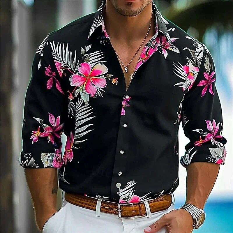 

Men's shirt tops men's fashion casual outdoor street new style popular HD pattern men's plus size 2024