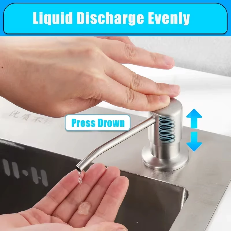 Stainless Steel Liquid Soap Dispenser Pump Kitchen Sink Hand Pressure Liquid Dispenser Kitchen Hardware Accessories 3
