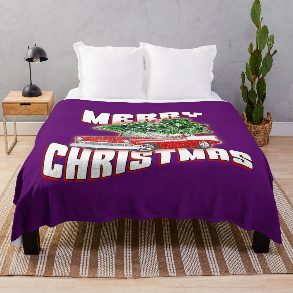 

Classic Car Christmas Merry Christmas Throw Blanket Hairy Blankets For Sofas Fluffys Large Blankets