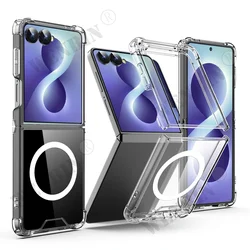 Magnetic Clear Protective Case with Magsafe Transparent Cover for Galaxy Z Flip 8 (Transparent)