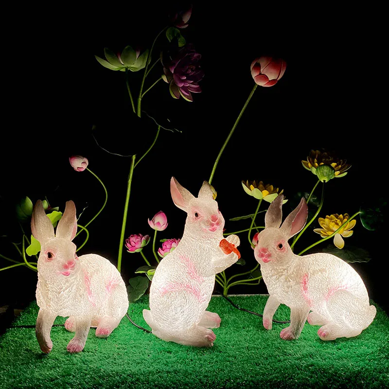 LED rabbit cartoon animal outdoor rainproof luminous park scenic villa courtyard lawn