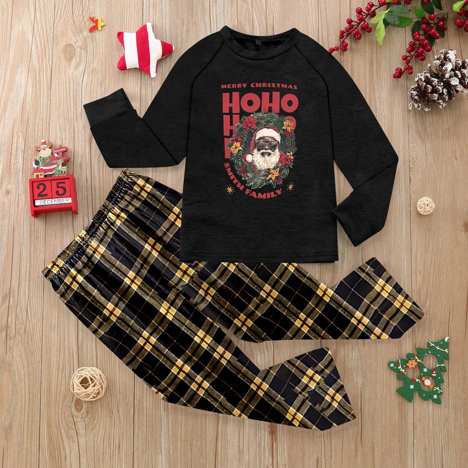 Feliz Navidad 2024 Conjunto de pijamas navideños familiares con estampado de dibujos animados para mamá, hija, papá e hijo, ropa de dormir suave y linda, pijama cálido