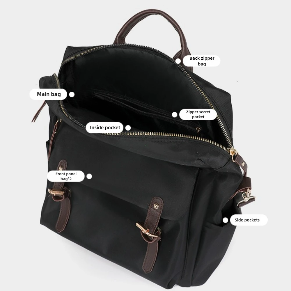 Fashion Rucksack Women Shoulder Bag High Quality Waterproof Nylon Back Pack Purse Large Capacity Backpack for College Students