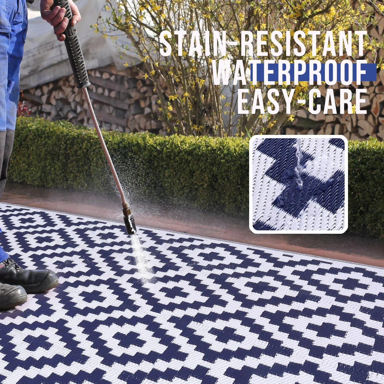 Homaxy Classic Outdoor Plastic Straw Patio Blankets Indoor Waterproof Carpets For Deck Backyard Family Picnic Balcony Rugs 3