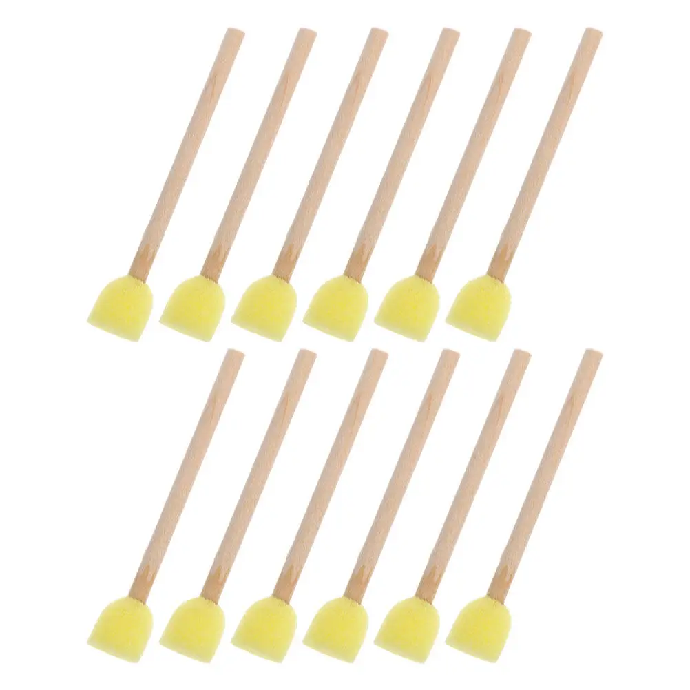 어린이를위한 30pc 라운드 스폰지 페인트 브러쉬 나무 손잡이가있는 DIY 유치원 낙서 도구 학교에 이상적인 아트 스폰지