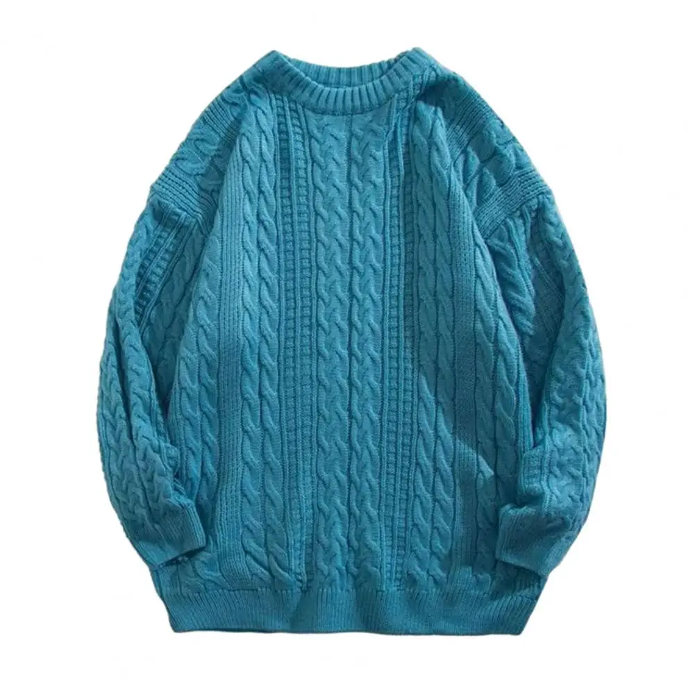 Description Picture 4 of itemRound Neck Pullover for Men Cozy Knitted Winter Sweater for Men Thick Long Sleeve Pullover Unisex Couple Sweater Warm