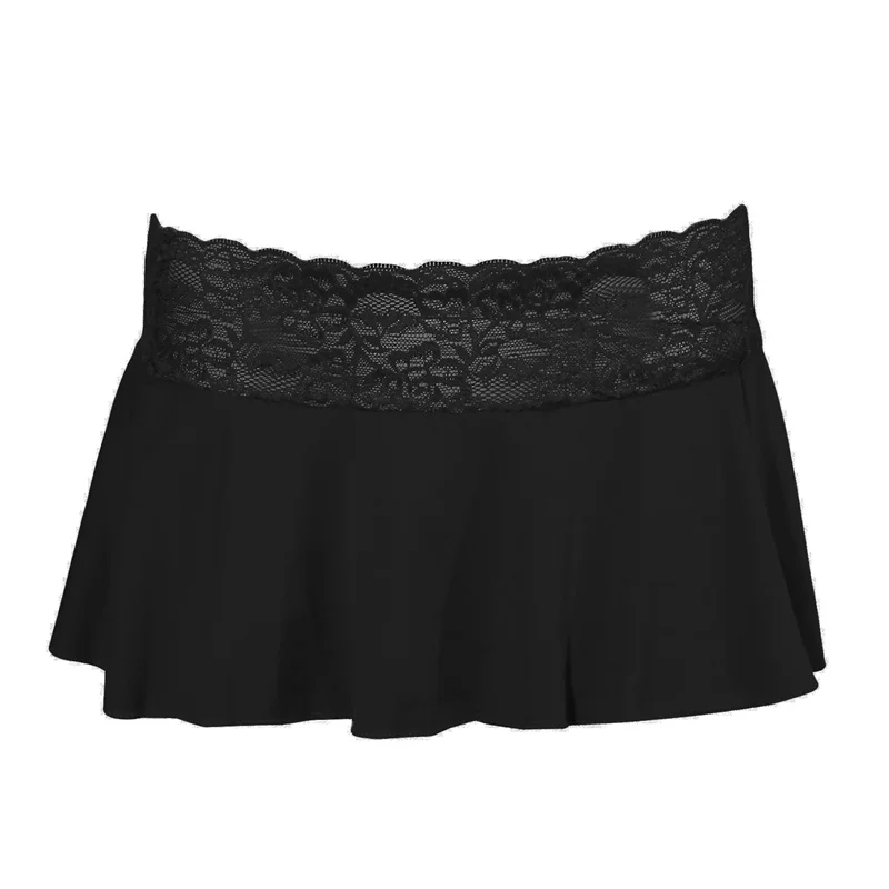 Summer New Women's Fashion Cute Short Skirt Sexy Temptation Casual Solid Color Lace Splicing Low Waist Mini Skirts Sleepy Pants_ecoleips.com