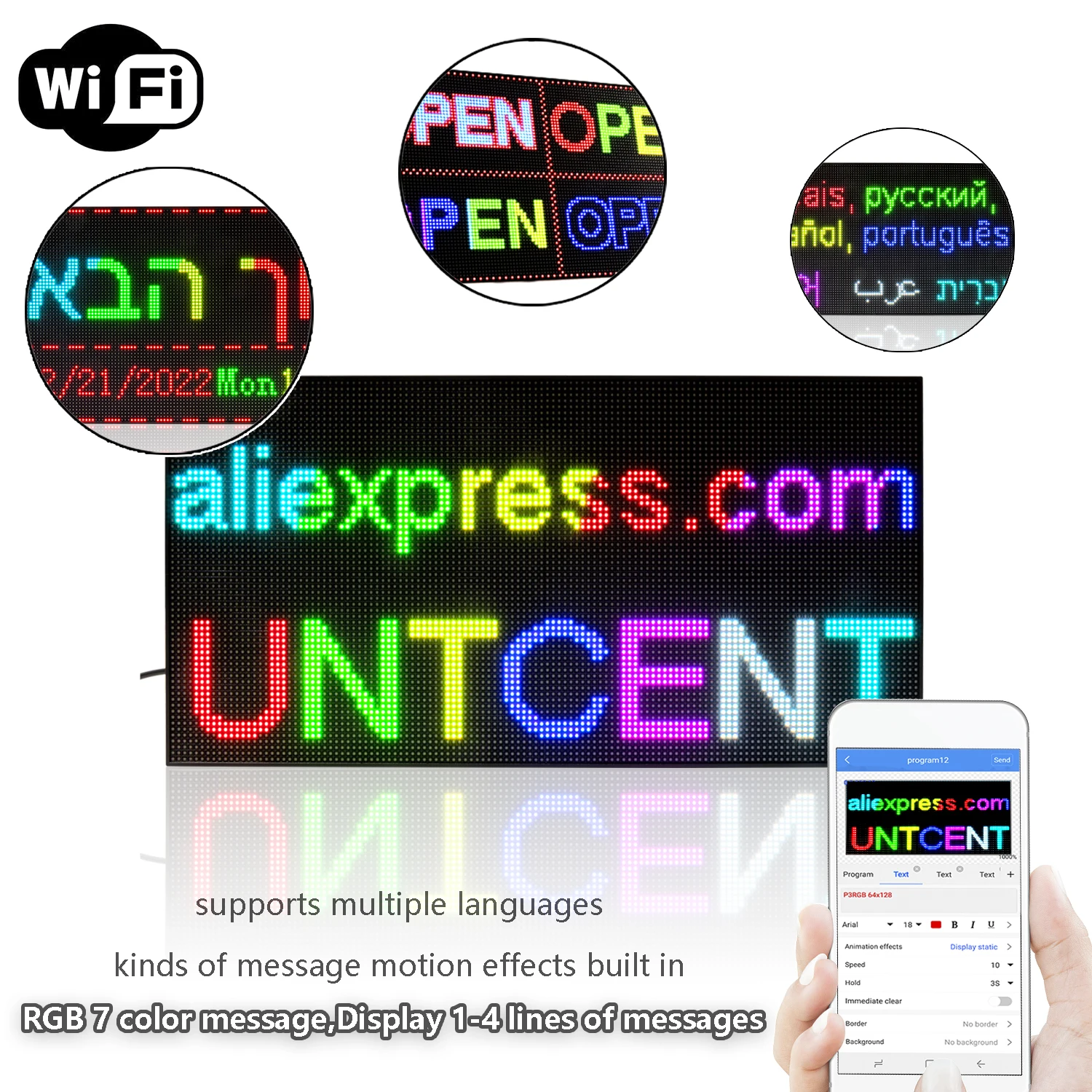 Led Programmable Scrolling Message Display Sign P3 Indoor Led Sign Board  Wifi Aliexpress