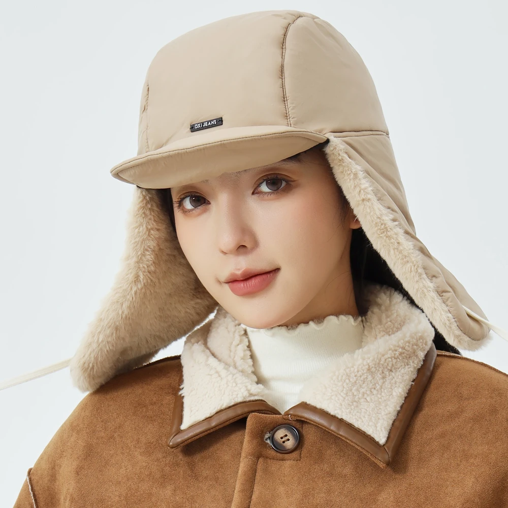 New Style Fashion Women Bomber Hat Winter Warm Plush Fur Cap Pilot Style Caps For Women Windproof And Cold Resistant Hat