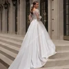 Beautiful Lace Printing Women Wedding Dresses Long Sleeves Vintage Bridal Gowns Shiny Decal Design Vestidos De Novia Customized 2