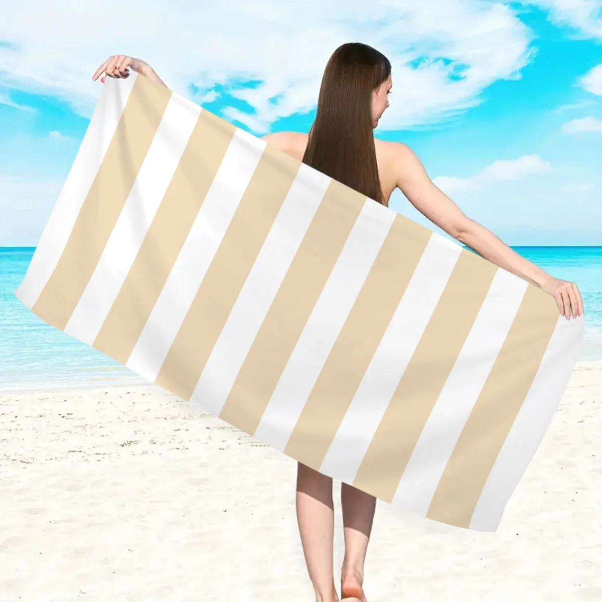 Colorful Striped Beach Towel Quick Drying Absorbent Bath Towel_voghion.com
