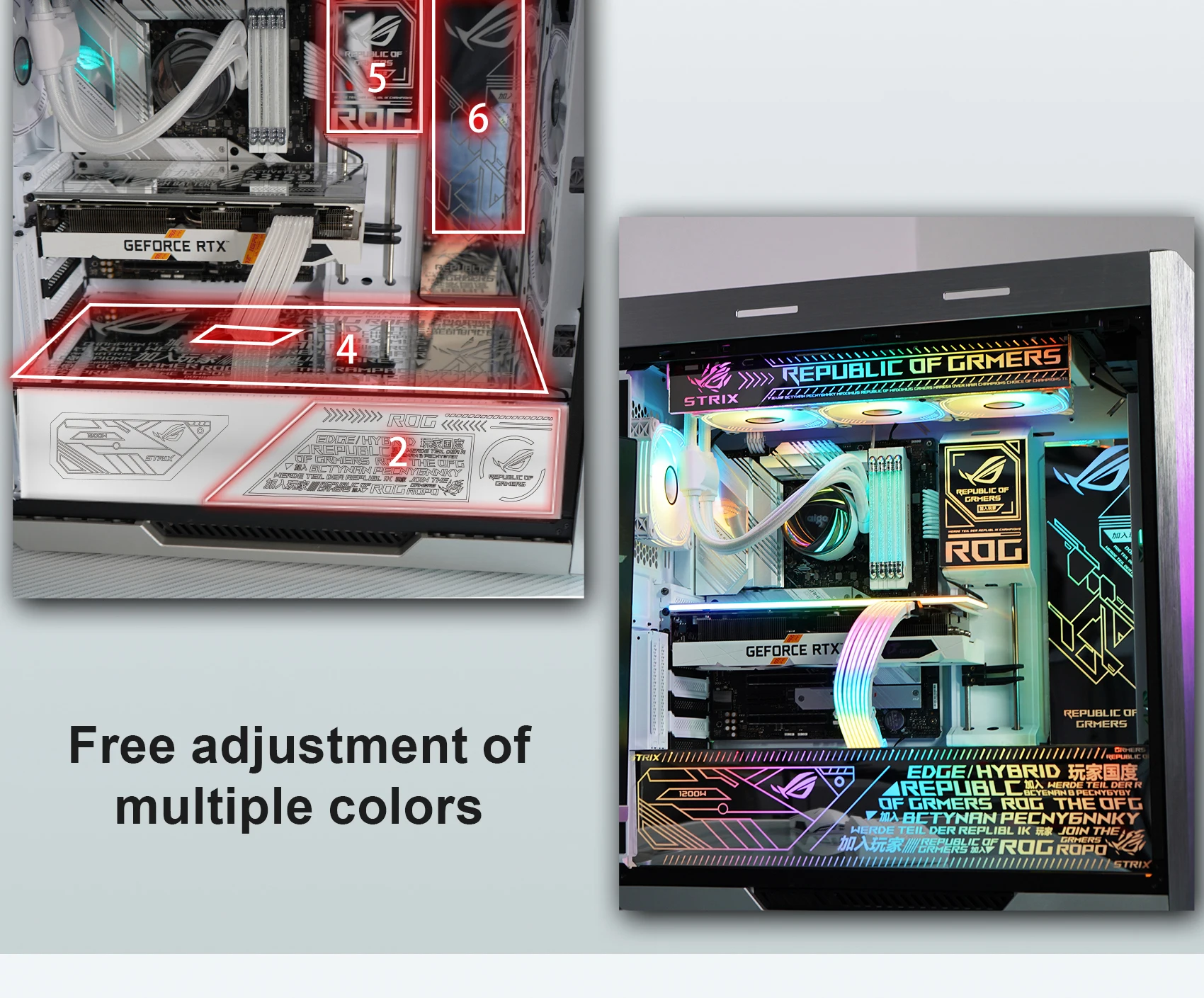 painel de espelho rog strix helios chassis iluminação diy computador sudário argb asus strix república dos jogadores mod reflexão