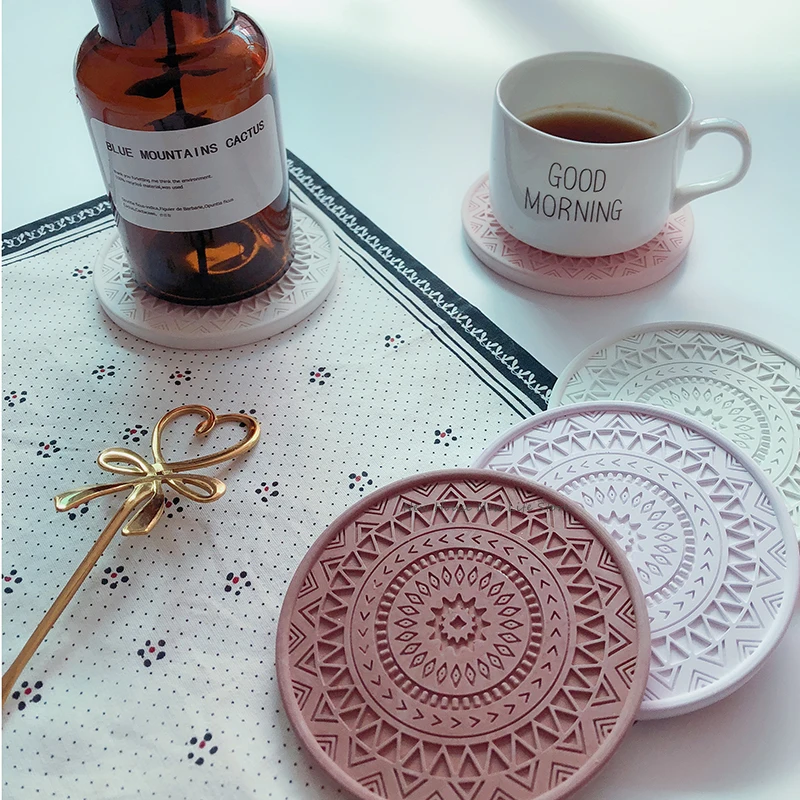 DIY Mandala Coaster Silicone Mold Handmade Cup Pad Plaster Epoxy Resin Casting Mould Concrete Cement Craft Molds Home Decoration silicone mold