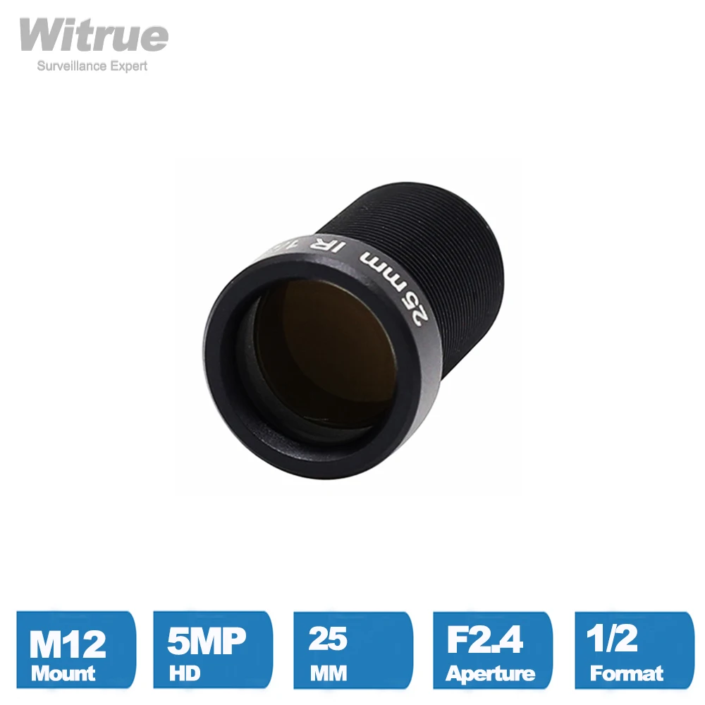 Witrue 5Megapixel CCTV Lens 25mm M12 Mount 1/2 inch Long Distance View For 1080P/4MP/5MP AHD Camera IP Security Cameras