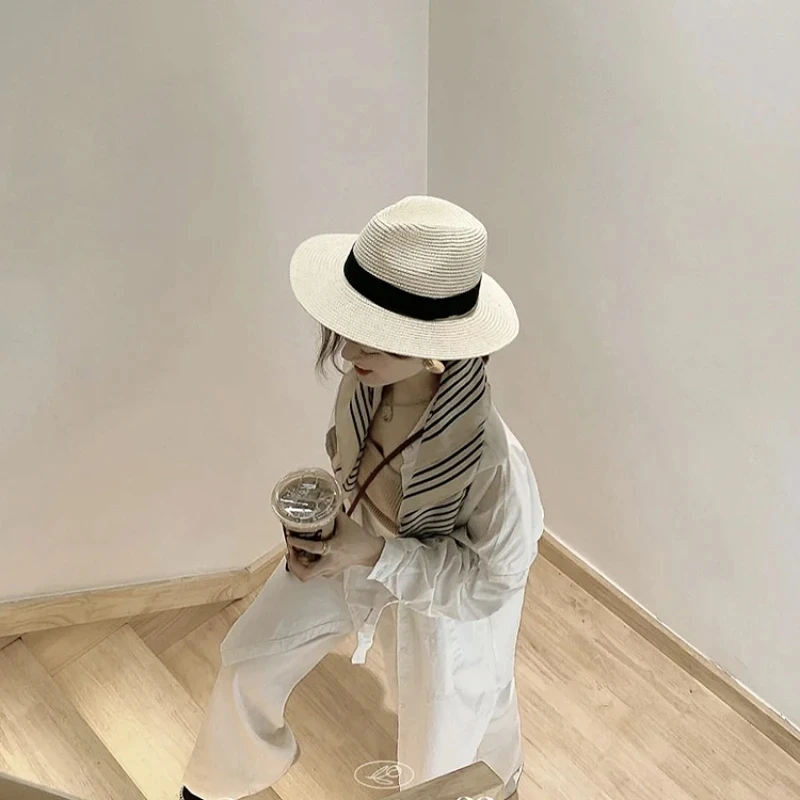 파나마 스타 빨대 모자, 동일한 탑 모자, 햇빛가리개 접이식 커플 모자, 비치 모자