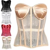 Sexy Women Sheer Bustier Lace Up Corset Top Corset Boned Waist Trainer Lingerie Overbust Corsets Body Shaper Corsets for Women body shaper,waist trainer,corset bustier top,waist corset,lace lingerie,lace corset