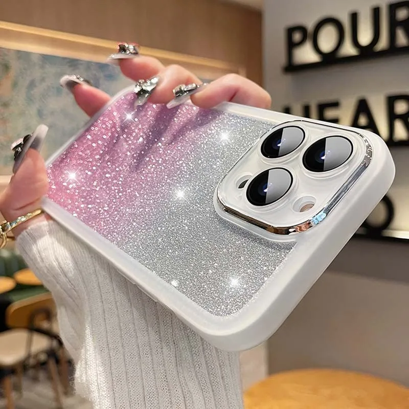 Elegant Glitter Shockproof Phone Case with Clear Silicone Back Cover