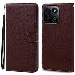 Luxury Leather Flip Wallet Phone Case Cover - Elegant Silicone Coque s Etui for Honor X7C (Coffee)