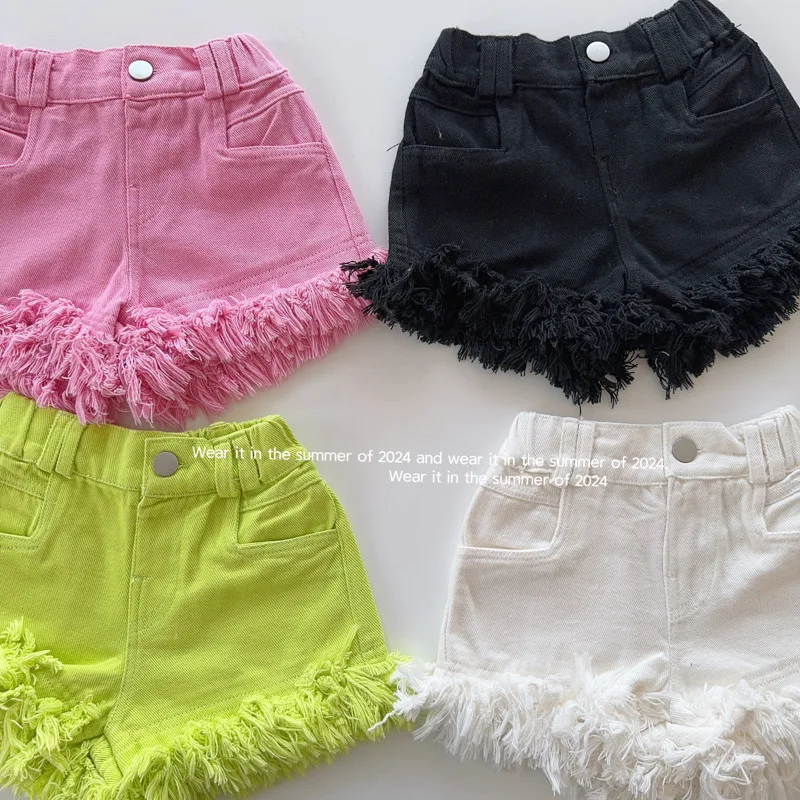 Girls Tassel Denim Shorts 2