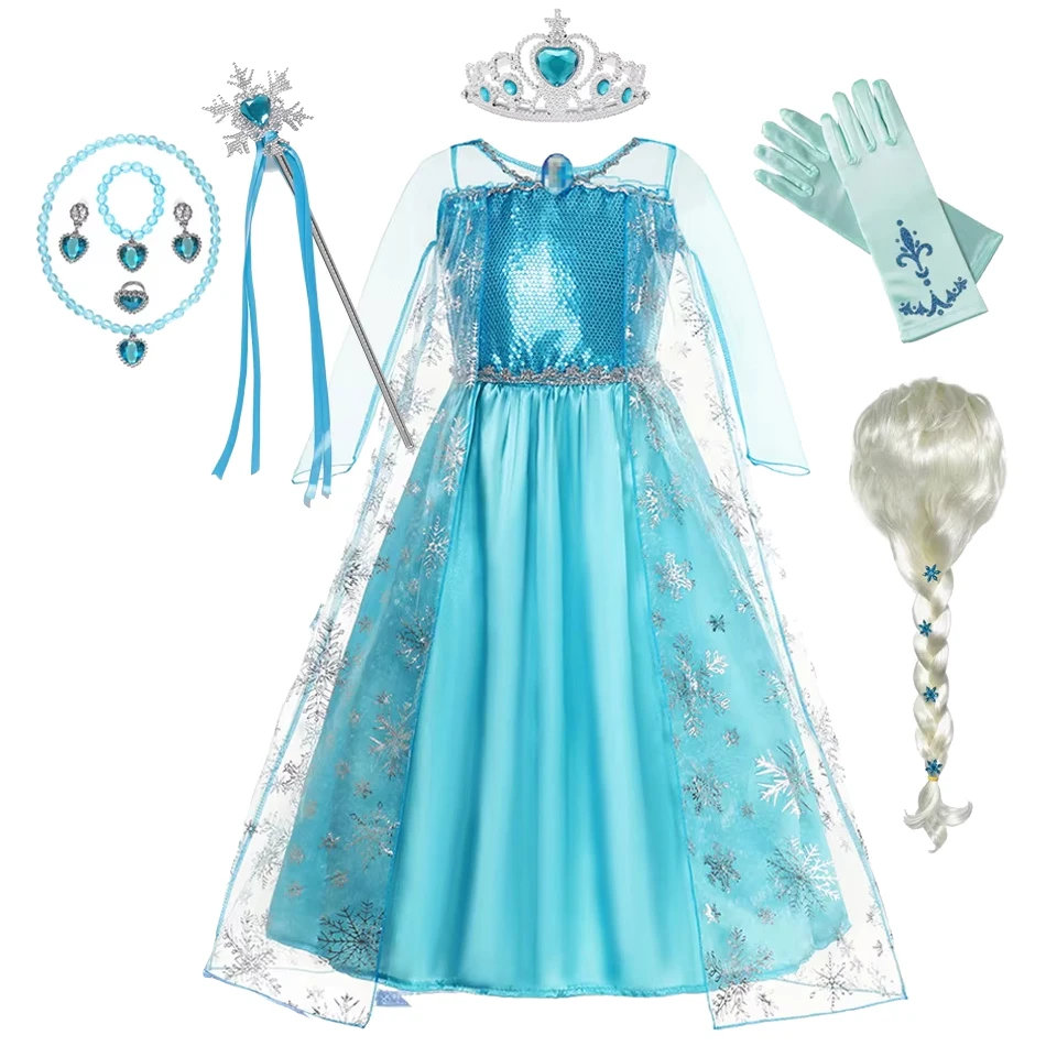 Vestidos de princesa Elsa para niñas, vestido de fiesta de