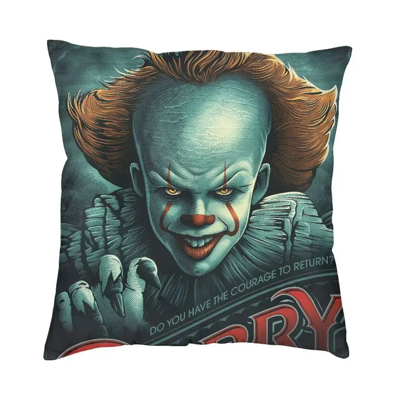 

Horror Movie Character Throw Pillow Case Home Decorative Halloween Evil Clown Cushions Cover for Sofa Square Pillowcase