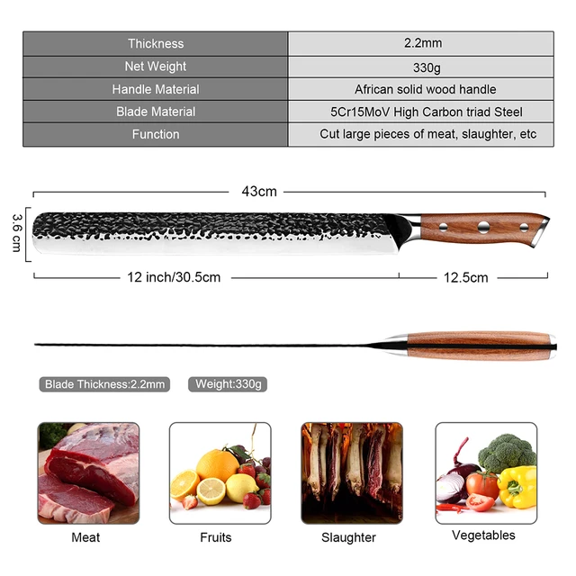 5Cr15MoV High Carbon Steel Slicing Carving Knife Hand Forged