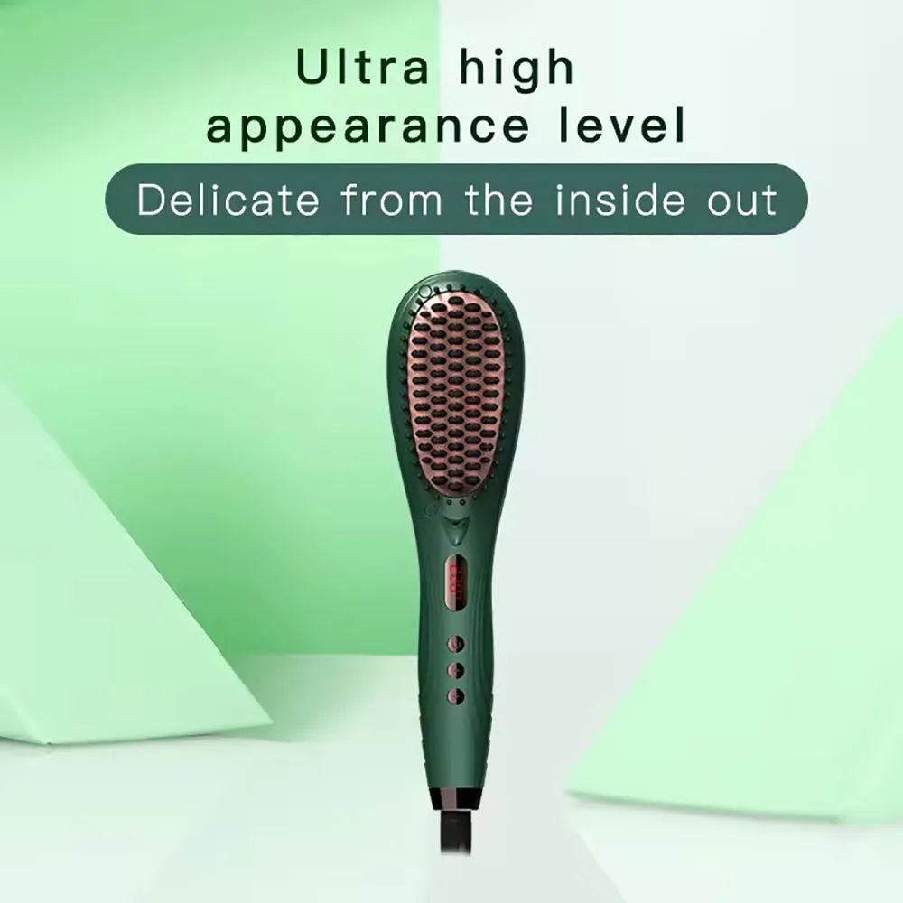 IONS Electric Hair Straightener Brushes Anti-scald Straight Comb Curling Dual-use Max 220℃ Anion Function Irons PTC Fast Heating 5