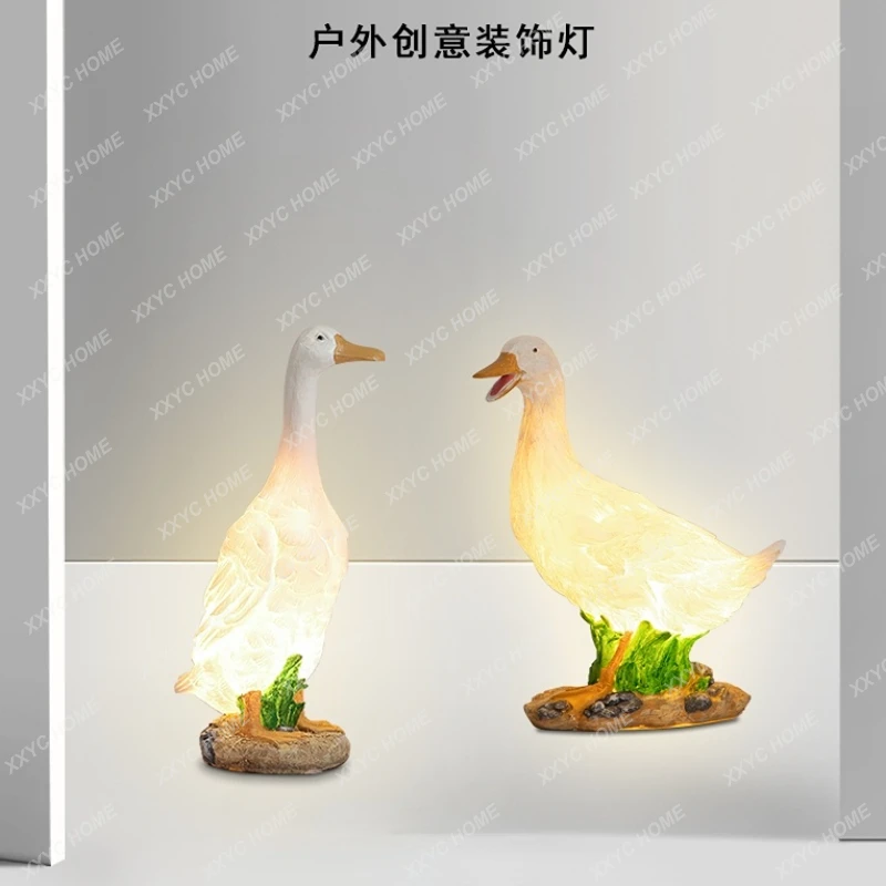 

Carved as Outdoor Lamp Garden Landscape Courtyard Decoration Imitation Animal White Goose Floor