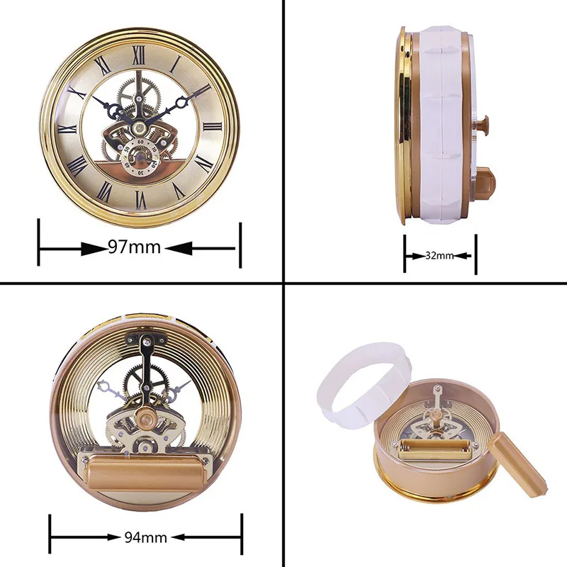 97mm Retro Gold Table Clocks Perspective Clock Gear Movement Hour Floor Wall Home Decor Metal Small Wall Clocks Room Decoration