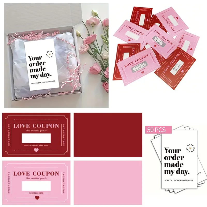 Romantic Couples Scratch Off Love Coupon Cards DIY Valentine's Day Date Ideas Wedding Anniversary Gift and Interactive Activity