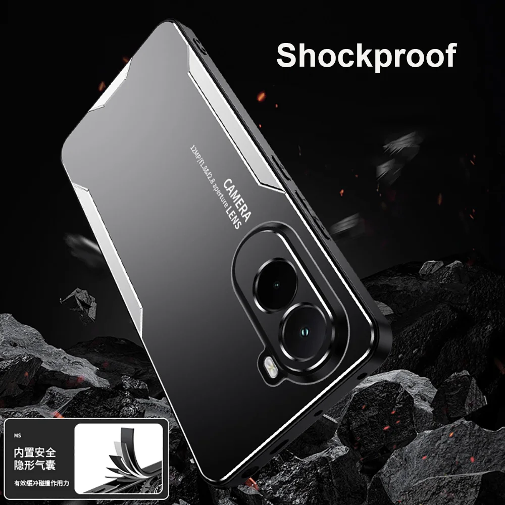 Luxury Metal Full Coverage Camera Cover Phone Case - Shockproof with Soft Bumper Skin