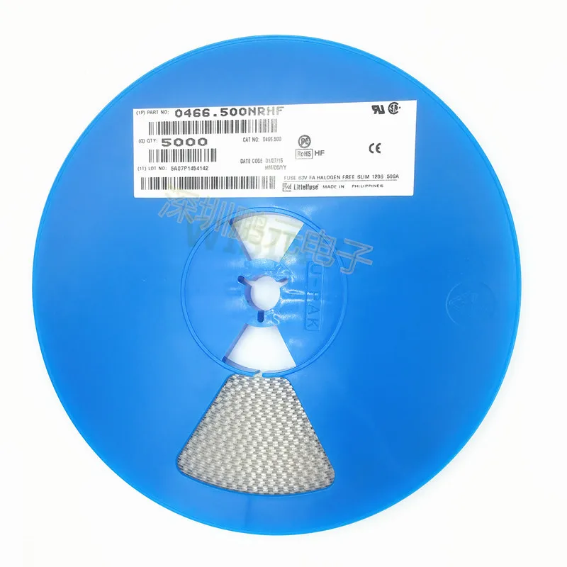 0466.500 SLIM 1206 0.5A SMF FUSE 500mA 63V 0466.500NR SMD Surface Mount Fast Acting Fuses Lead Free Thin Film Marking F