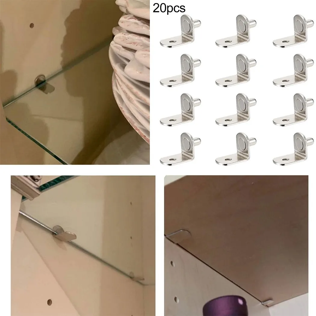 20Pcs Shelf Bracket Shelf Brackets Support Studs Pegs Pin Shelves Seperator Fixed Cabinet Cupboard Furniture Wall Mount Bracket Holder