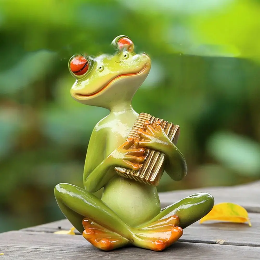 Crafts Resin Frog Statue Creative Cute Animal Sculpture Handicraft Simulated Miniatures Figurine Office