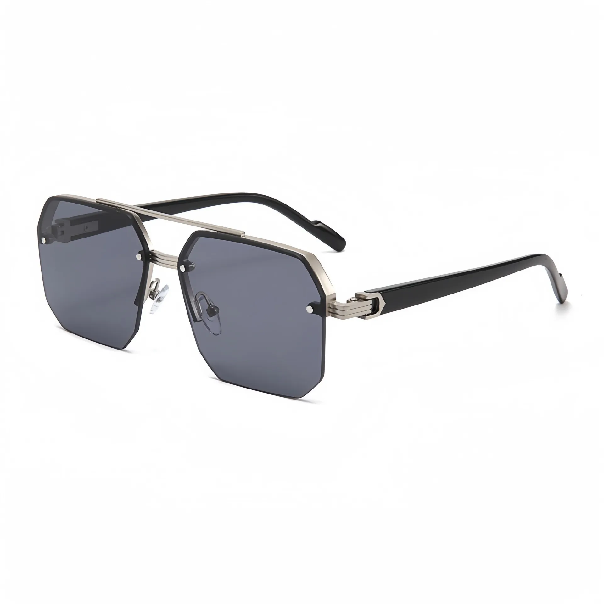 Stylish Retro Aviator Sunglasses with Double Bridge Metal Design and UV400 Protection