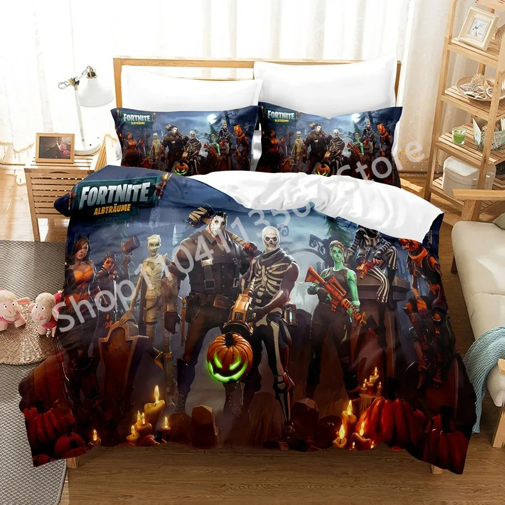 Juego De Cama Individual Piezas Reversible Fortnite Azul Jm