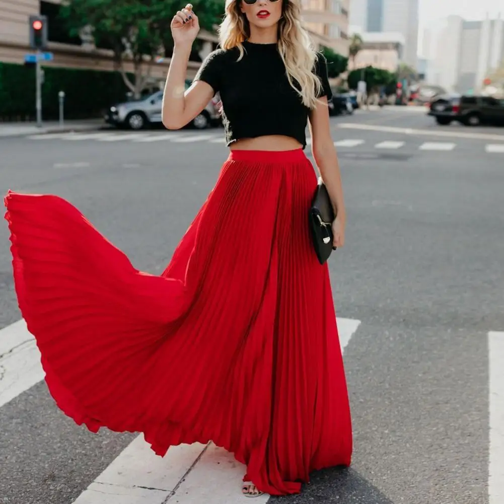 Simlu Gonna Midi Da Donna, Gonna Svasata, Elasticizzata, Per Taglie Forti E Regolari. Linea Casual A, Abbigliamento Quotidiano Di Base, Ufficio Formale, Blu Navy, S - Foto 4