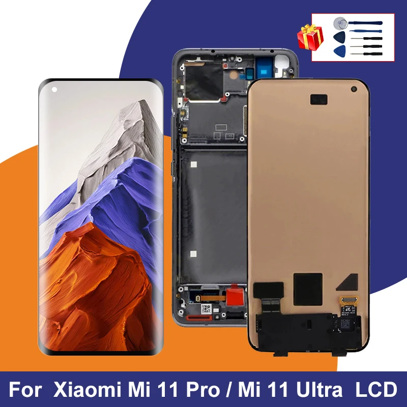 

6.81" Original For Xiaomi Mi 11 Ultra LCD M2102K1G LCD Display With Frame Touch Panel Screen Digitizer Assembly Xiaomi 11 Pro
