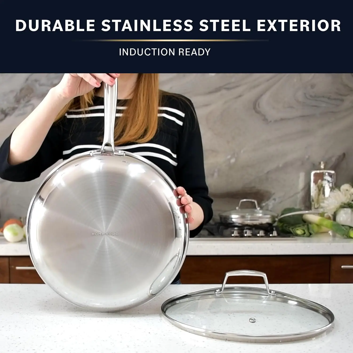 Hero LuxeClad Non Stick Frying Pans - Dishwasher and Oven Safe Skillet - Induction Ready, Compatible with All Cooktops Fryi 4