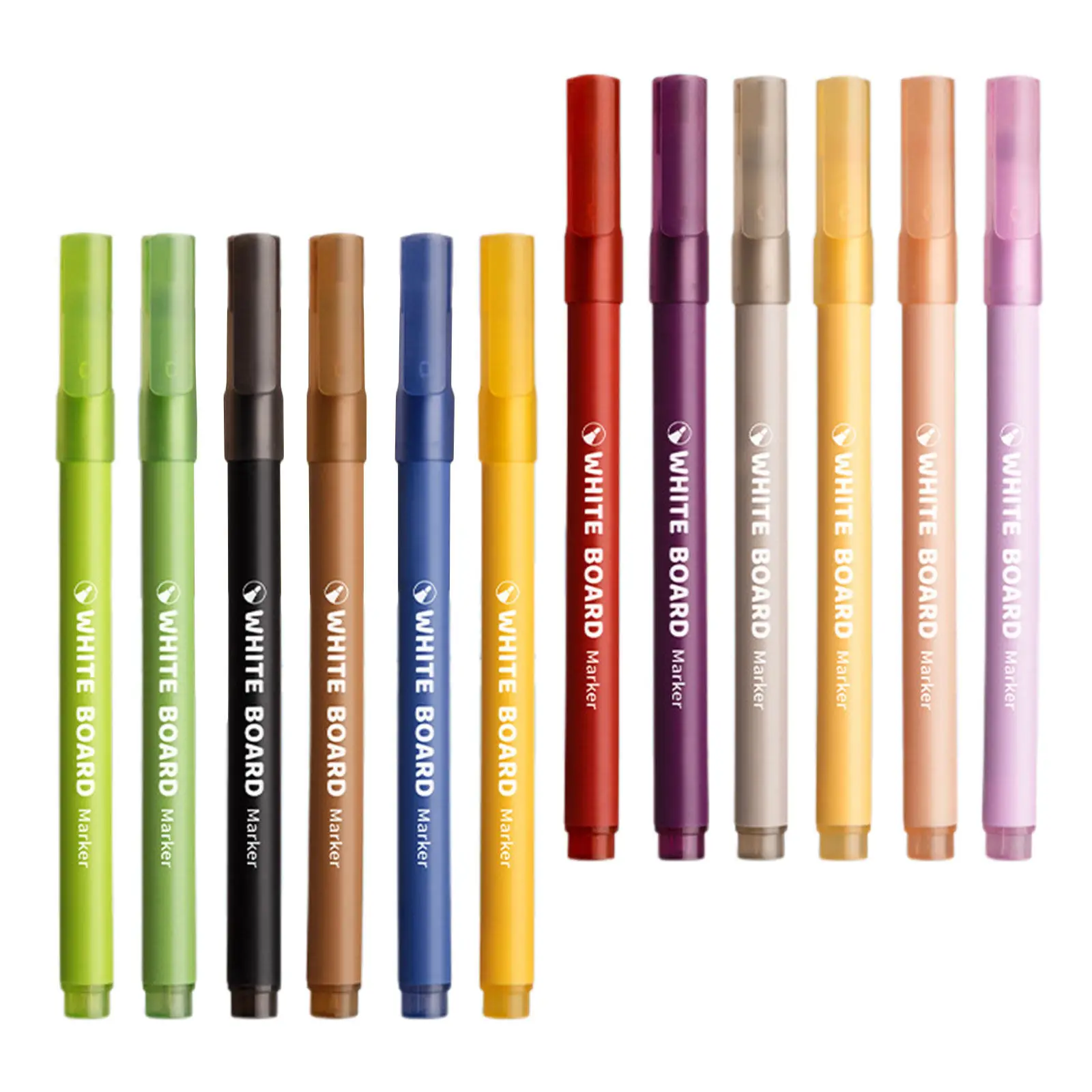 12개입 화이트보드 마커 드라이 이레이저 펜 다양한 색상 논스테이닝 미세팁 다채로운 액체 분필 마커 교실용
