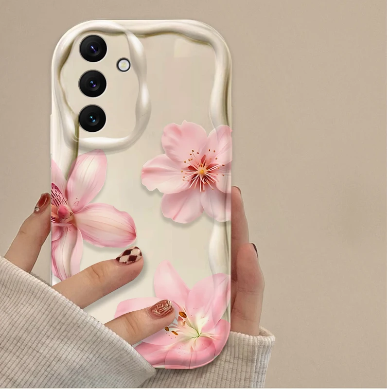 Vintage Pink Lily Flower Wave Phone Case