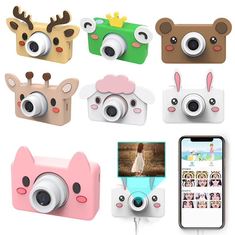 Cartoon Child Selfie Camera Toy Multifunctional Mini Digital Camcorder Portable with Lanyard USB Charging for Kids Holiday Gifts