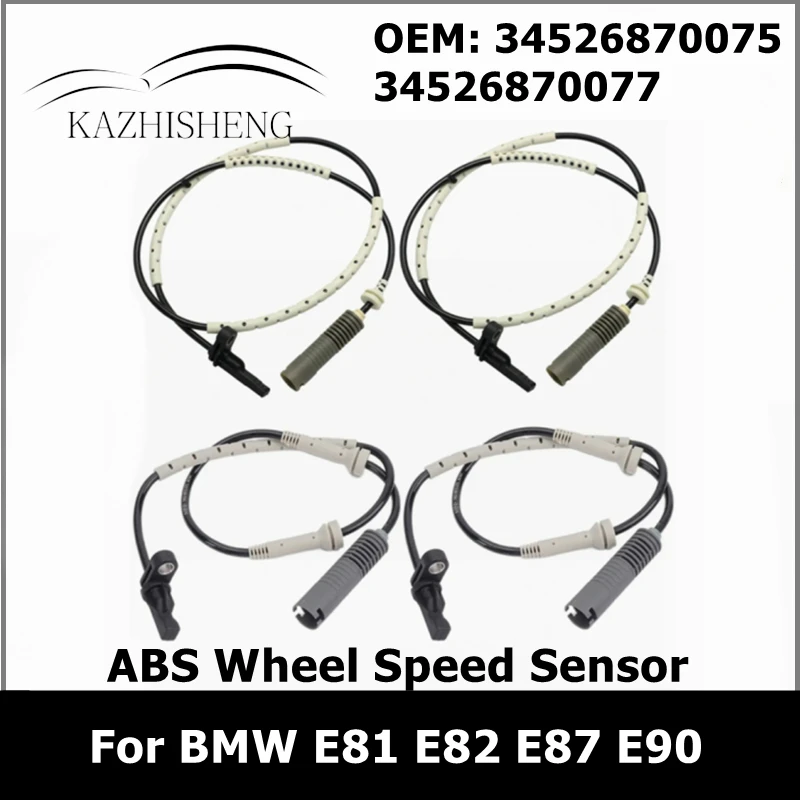 Auto Speed Sensor 4Pcs Car Front & Rear ABS Wheel Speed Sensor for BMW E81 E82 E87 E90 34526760424 34526762476