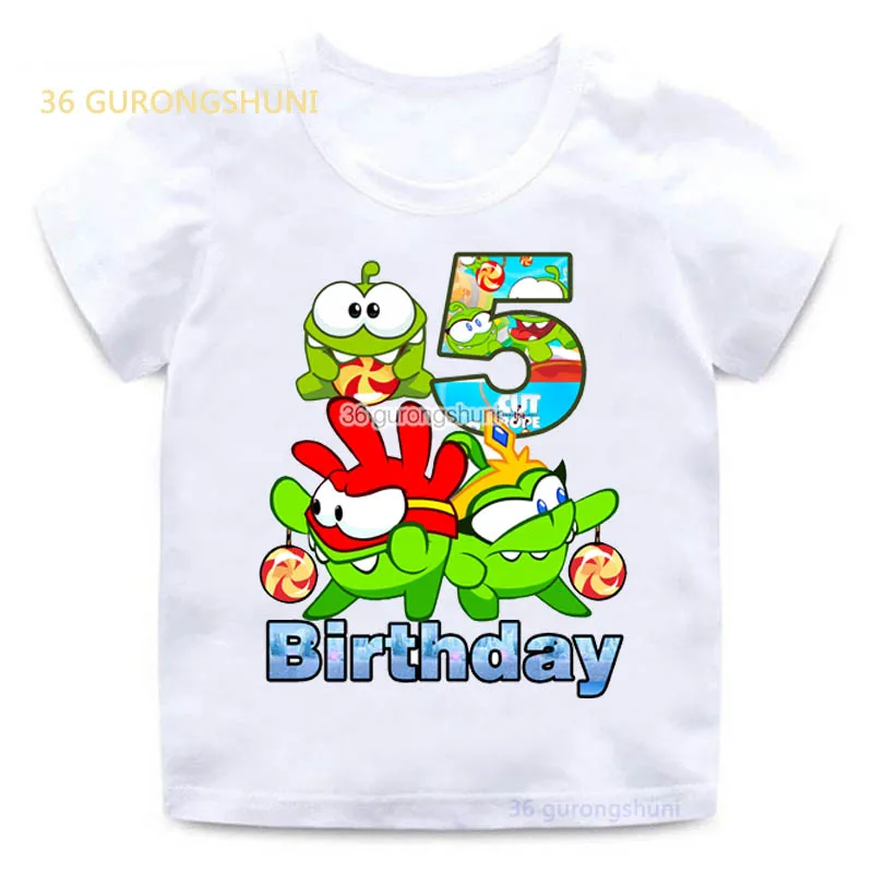 Cartoon Game Frog T Shirt Boys Shirts 4 5 6 old Birthday Kids Tshirt om nom T-shirts Tops For Girls-clothing Children Clothes |