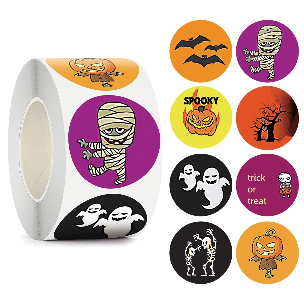 

500pcs Halloween Pumpkin Ghost Stickers Holiday Packaging Sealing Label Stickers Gift Stickers Labels Horror Creation Decoration
