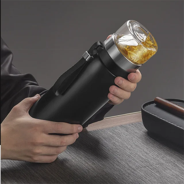 Large Capacity 304 Stainless Steel Tea Infuser Vacuum Flask Tea Separation Mug 750ml 1100ml Tumbler Thermos Travel Insulated Cup 2